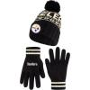 imageUltra Game Adults NFL Official Super Soft Cable Knit Winter Beanie Knit Hat with Warm Touch Screen GlovesBlack