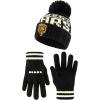 imageUltra Game Adults NFL Official Super Soft Cable Knit Winter Beanie Knit Hat with Warm Touch Screen GlovesBlack