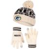imageUltra Game Adults NFL Official Super Soft Cable Knit Winter Beanie Knit Hat with Warm Touch Screen GlovesNatural