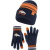 imageUltra Game Adults NFL Official Super Soft Team Stripe Winter Beanie Knit Hat with Extra Warm Touch Screen GlovesTeam Color
