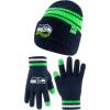 imageUltra Game Adults NFL Official Super Soft Team Stripe Winter Beanie Knit Hat with Extra Warm Touch Screen GlovesTeam Color
