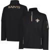 imageUltra Game Mens NFL Official QuarterZip Fleece Pullover Sweatshirt with Zipper PocketsBlack