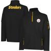 imageUltra Game Mens NFL Official QuarterZip Fleece Pullover Sweatshirt with Zipper PocketsBlack