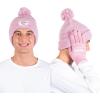 imageUltra Game NFL Womens Mens Super Soft Pink Marl Winter Beanie Knit Hat with Extra Warm Touch Screen GlovesPink