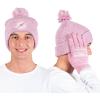 imageUltra Game NFL Womens Mens Super Soft Pink Marl Winter Beanie Knit Hat with Extra Warm Touch Screen GlovesPink