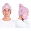 imageUltra Game NFL Womens Mens Super Soft Pink Marl Winter Beanie Knit Hat with Extra Warm Touch Screen GlovesPink