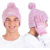 imageUltra Game NFL Womens Mens Super Soft Pink Marl Winter Beanie Knit Hat with Extra Warm Touch Screen GlovesPink