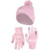 imageUltra Game NFL Womens Mens Super Soft Pink Marl Winter Beanie Knit Hat with Extra Warm Touch Screen GlovesPink
