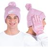 imageUltra Game NFL Womens Mens Super Soft Pink Marl Winter Beanie Knit Hat with Extra Warm Touch Screen GlovesPink