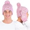 imageUltra Game NFL Womens Mens Super Soft Pink Marl Winter Beanie Knit Hat with Extra Warm Touch Screen GlovesPink