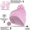 imageUltra Game NFL Womens Mens Super Soft Pink Marl Winter Beanie Knit Hat with Extra Warm Touch Screen GlovesPink