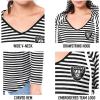 imageUltra Game NFL Womens Scoop VNeck Lightweight Striped Hoodie SweatshirtCarolina Panthers