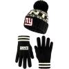 imageUltra Game Youth NFL Official Super Soft Cable Knit Winter Beanie Knit Hat with Extra Warm Touch Screen GlovesBlack