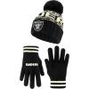 imageUltra Game Youth NFL Official Super Soft Cable Knit Winter Beanie Knit Hat with Extra Warm Touch Screen GlovesBlack