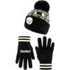 imageUltra Game Youth NFL Official Super Soft Cable Knit Winter Beanie Knit Hat with Extra Warm Touch Screen GlovesBlack