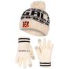 imageUltra Game Youth NFL Official Super Soft Cable Knit Winter Beanie Knit Hat with Extra Warm Touch Screen GlovesNatural
