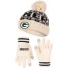 imageUltra Game Youth NFL Official Super Soft Cable Knit Winter Beanie Knit Hat with Extra Warm Touch Screen GlovesNatural