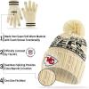 imageUltra Game Youth NFL Official Super Soft Cable Knit Winter Beanie Knit Hat with Extra Warm Touch Screen GlovesNatural