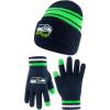 imageUltra Game Youth NFL Official Super Soft Team Stripe Winter Beanie Knit Hat with Warm Touch Screen GlovesTeam Color