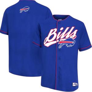 imageUltra Game Adults NFL Official Button Down Baseball Mesh Jersey ShirtBuffalo Bills
