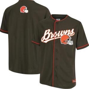 imageUltra Game Adults NFL Official Button Down Baseball Mesh Jersey ShirtCleveland Browns