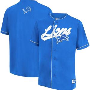 imageUltra Game Adults NFL Official Button Down Baseball Mesh Jersey ShirtDetroit Lions
