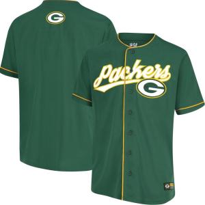 imageUltra Game Adults NFL Official Button Down Baseball Mesh Jersey ShirtGreen Bay Packers