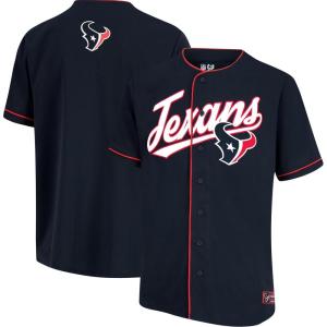 imageUltra Game Adults NFL Official Button Down Baseball Mesh Jersey ShirtHouston Texans