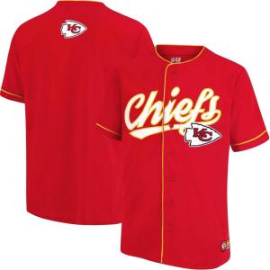 imageUltra Game Adults NFL Official Button Down Baseball Mesh Jersey ShirtKansas City Chiefs