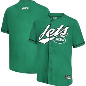 imageUltra Game Adults NFL Official Button Down Baseball Mesh Jersey ShirtNew York Jets