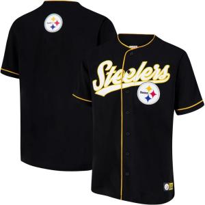 imageUltra Game Adults NFL Official Button Down Baseball Mesh Jersey ShirtPittsburgh Steelers