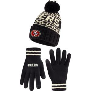 imageUltra Game Adults NFL Official Super Soft Cable Knit Winter Beanie Knit Hat with Warm Touch Screen GlovesBlack