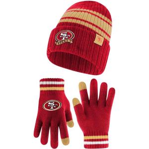 imageUltra Game Adults NFL Official Super Soft Team Stripe Winter Beanie Knit Hat with Extra Warm Touch Screen GlovesTeam Color