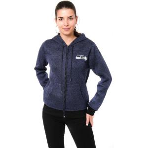 imageUltra Game NFL Seattle Seahawks Womenss Full Zip Fleece Hoodie Letterman Varsity Jacket Sweatshirt Marl Knit Jacket Team Color Medium