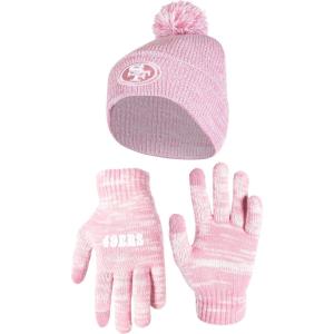 imageUltra Game NFL Womens Mens Super Soft Pink Marl Winter Beanie Knit Hat with Extra Warm Touch Screen GlovesPink