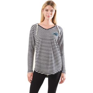 imageUltra Game NFL Womens Scoop VNeck Lightweight Striped Hoodie SweatshirtCarolina Panthers