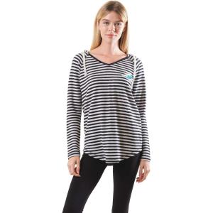 imageUltra Game NFL Womens Scoop VNeck Lightweight Striped Hoodie SweatshirtMiami Dolphins