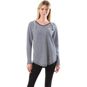 imageUltra Game NFL Womens Scoop VNeck Lightweight Striped Hoodie SweatshirtNew England Patriots