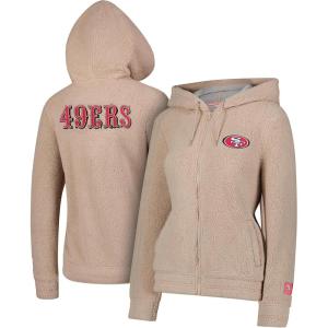 imageUltra Game Womens NFL Official Super Soft Sherpa Full Zip Hoodie Sweatshirt JacketSand