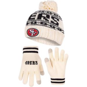 imageUltra Game Youth NFL Official Super Soft Cable Knit Winter Beanie Knit Hat with Extra Warm Touch Screen GlovesNatural