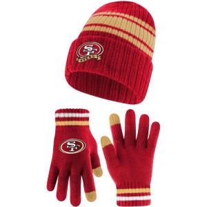 imageUltra Game Youth NFL Official Super Soft Team Stripe Winter Beanie Knit Hat with Warm Touch Screen GlovesTeam Color