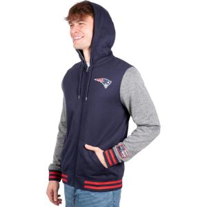 imageUltra Game NFL Mens Ultimate Full Zip Varsity Hoodie Sweatshirt JacketNew England Patriots