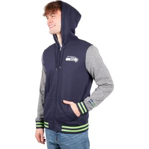 imageUltra Game NFL Mens Ultimate Full Zip Varsity Hoodie Sweatshirt JacketSeattle Seahawks