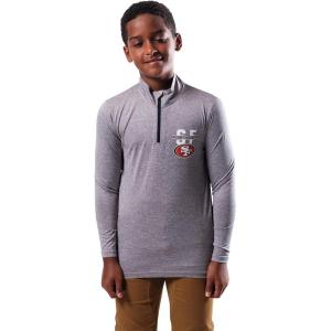 imageUltra Game Youth NFL Official Super Soft Quarter Zip Long Sleeve TShirtHeather Gray