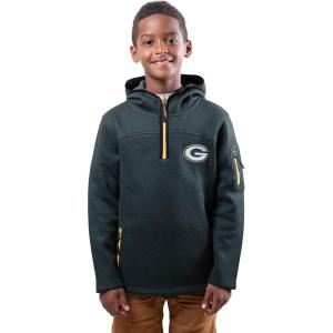 imageUltra Game NFL Boys Super Soft Fleece QuarterZip Pullover Hoodie SweatshirtGreen