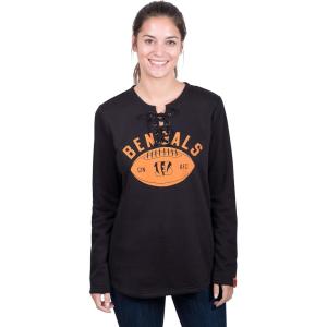 imageUltra Game NFL Womens Long Sleeve Fleece Lace Up SweatshirtBlack