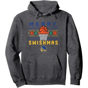 imageNBA Golden State Warriors Merry Swishmas Pullover HoodieDark Heather Grey
