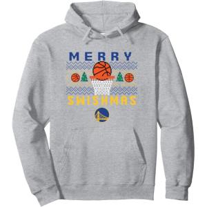 imageNBA Golden State Warriors Merry Swishmas Pullover HoodieHeather Grey