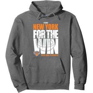 imageNBA Official New York Knicks For the Win Playoffs 2025 Pullover HoodieAsphalt Grey