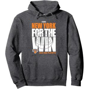 imageNBA Official New York Knicks For the Win Playoffs 2025 Pullover HoodieDark Heather Grey
